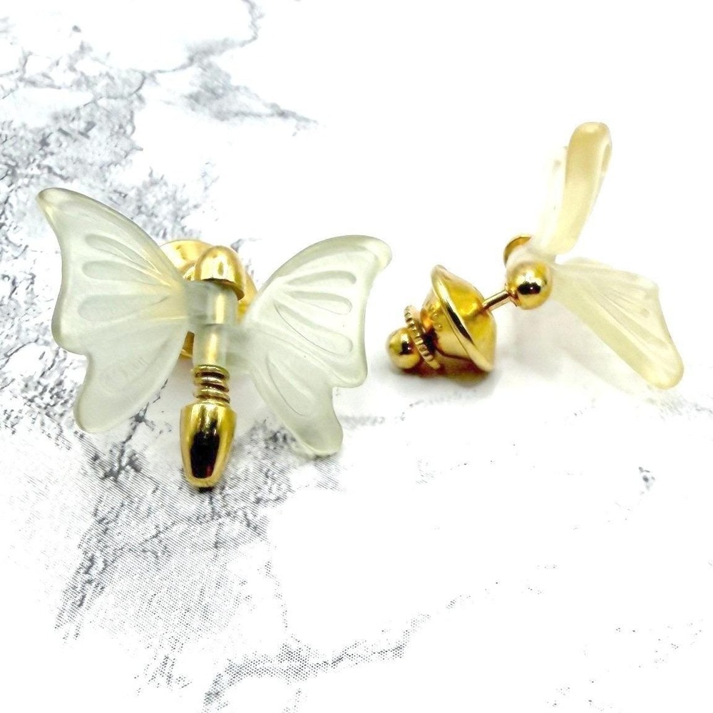 Avon Butterfly Lapel‎ Scatter Pins Set Frosted Glass Movable Wings Gold Tone